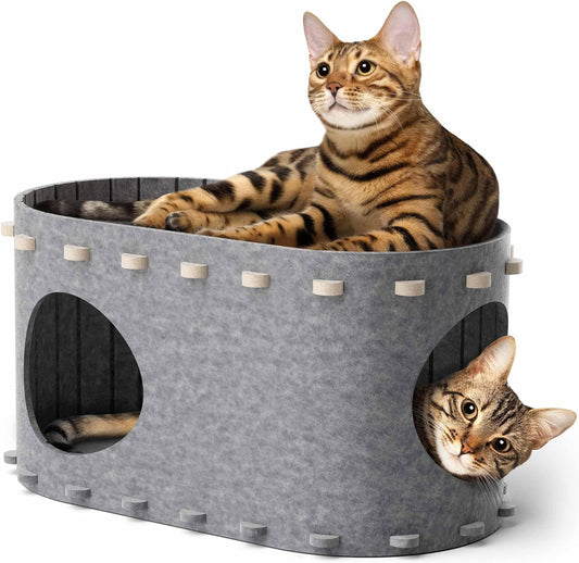 Cat House For Indoor Cats Cat Bed Cave For Multiple Scratch Resistant Peekaboo Cat Caves Foldable Cat Tunnel Enclosed Bed